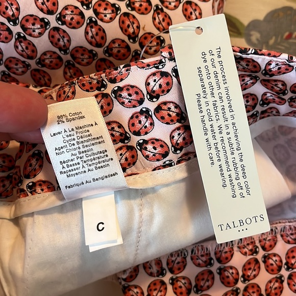 TALBOTS Size 10 Lady Bugs Cotton Spandex FlatFront 5-pk Preppy Golf  $69 NEW - Picture 6 of 14